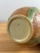 Vintage 1931 Roseville Jonquil Art and Crafts Brown Pottery Ceramic Vase 6.25"