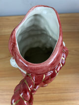 Fitz & Floyd Old World Santa Claus 2 QT Pottery Pitcher 1988 Holly Bag