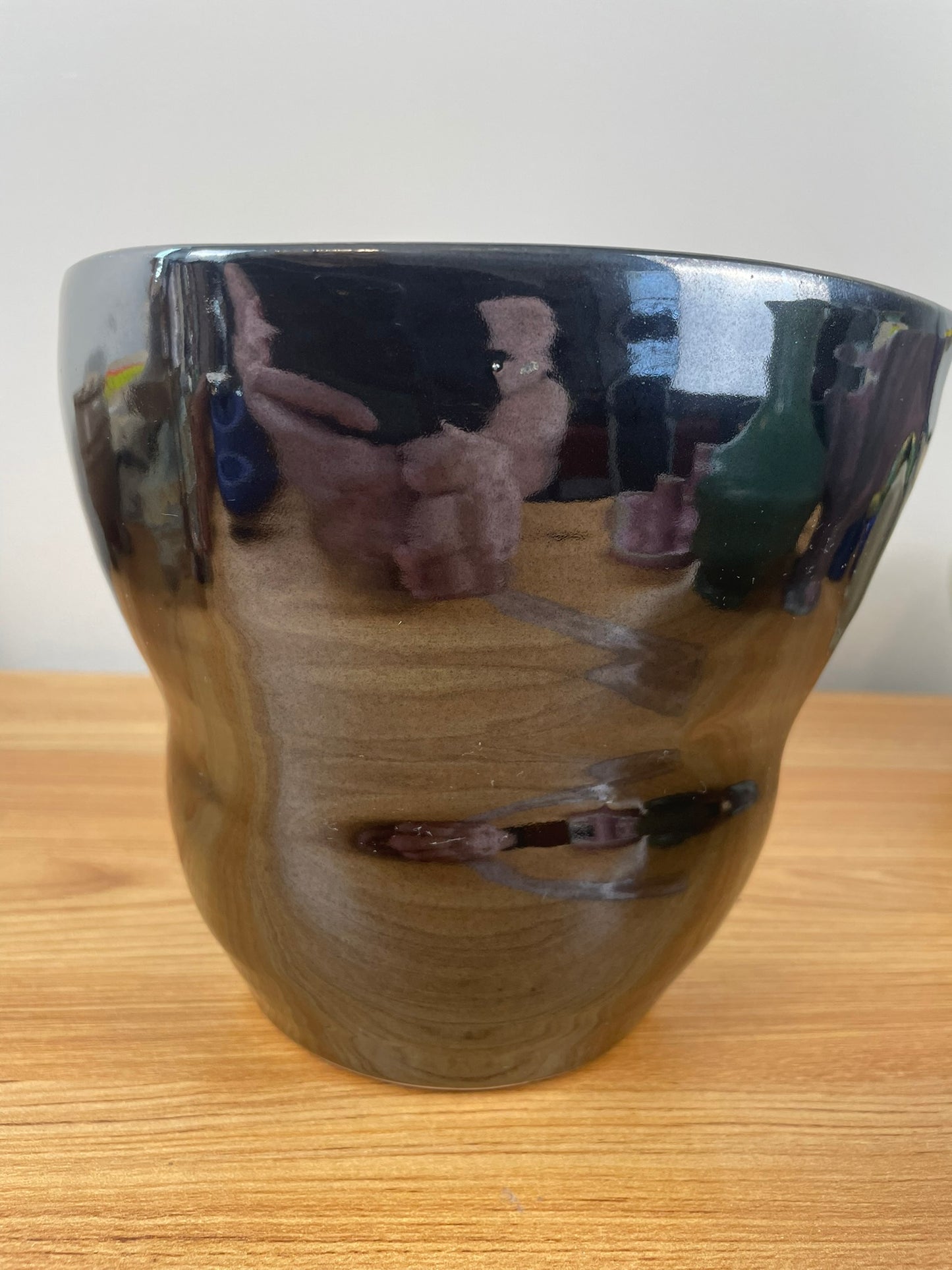 William "Bill" Kremer Studio Pottery 6" Black Square Vase Notre Dame Professor RARE