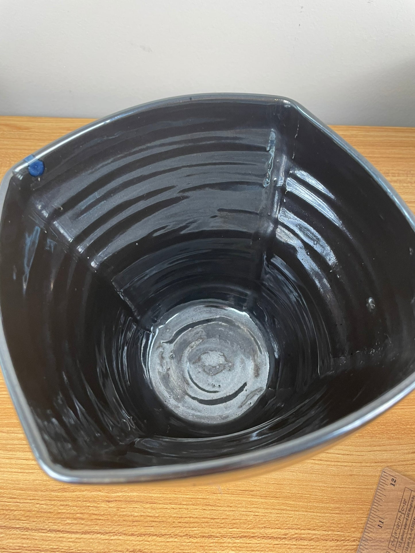 William "Bill" Kremer Studio Pottery 6" Black Square Vase Notre Dame Professor RARE