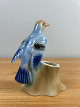 Beautiful Vintage Royal Copley Orange And Blue Bird Planter