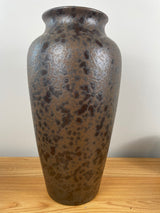 Harris Potteries Chicago IL Tall Brown Mottled Glaze Art Pottery Floor Vase 15.5" Tall