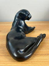 Frankoma Art Pottery Laying Black Cat / Panther #116, Onyx Glaze Figurine