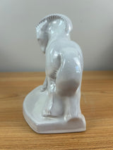 Art Deco Frankoma White Trojan Horse Art Pottery Bookend Gloss Finish 6.5""x6