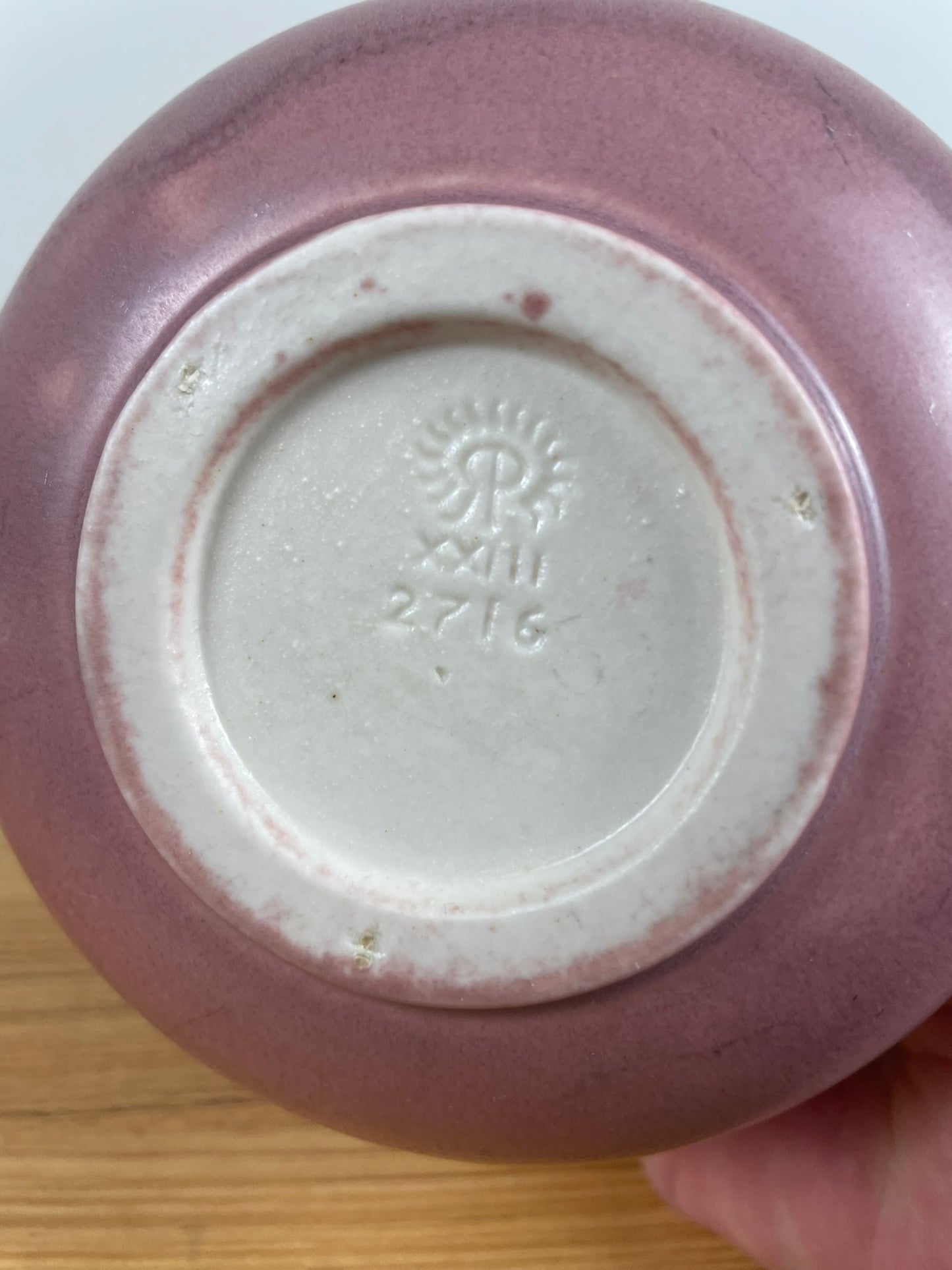 Rookwood 1923 Bulbous Base Rose Colored Glazed Vase Shape 2716,