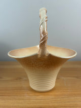 Dryden Originals Vintage Art Pottery Mottled Brown Twist Handle Basket