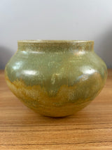 Ken Tracy Studio Pottery Arts And Crafts Mottled Green Yellow Ceramic Vase
