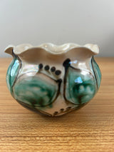 Herman A Kahler 1846-1917 Danish Art Nouveau Pottery Rim Vase Signed Danmark 3.75"