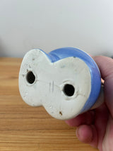 ROYAL COPLEY 1950's ART POTTERY 5" PINK PIGGY BANK Blue Shirt & FOIL STICKER