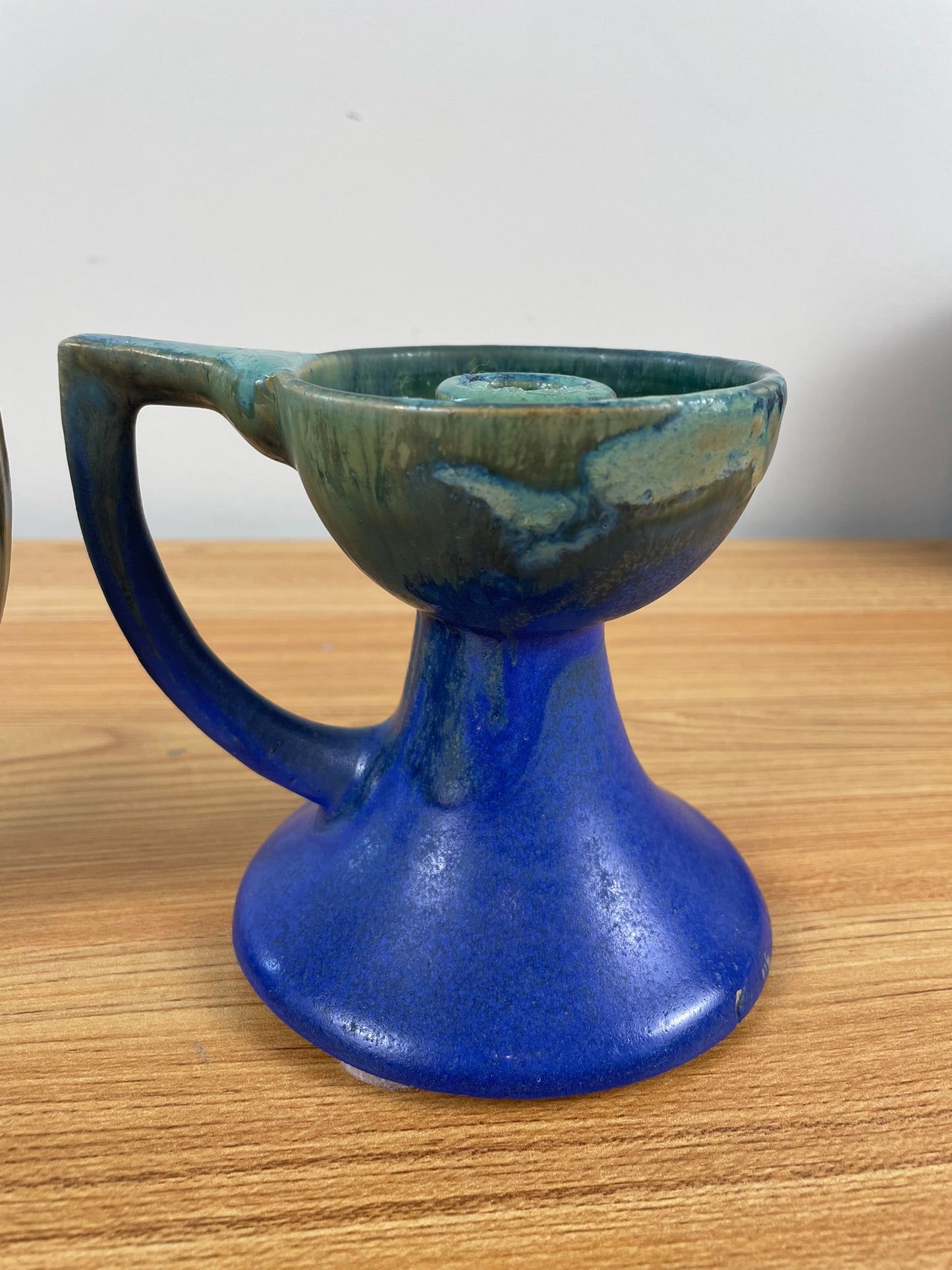 Fulper Vasekraft Art Pottery Blue Drip glaze Candle Holders Candlesticks Arts Crafts