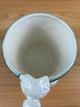 Royal Copley 1940s-50s Vintage Rare Green & White 7" Ceramic Poodle Planter Pot