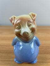 Royal Copley Art Pottery Blue Figural Piggy Bank- 1940-50s