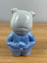 Royal Copley Art Pottery Blue Figural Piggy Bank- 1940-50s