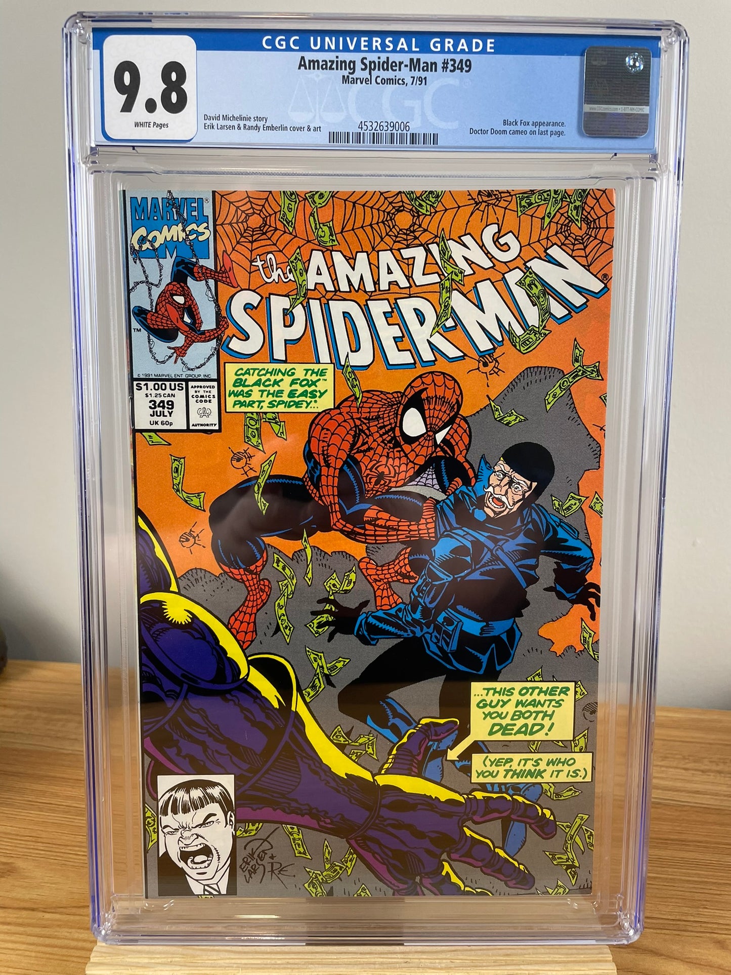 Amazing Spider Man 349 CGC 9.8 Larsen art Black Fox Dr. Doom 7/1991