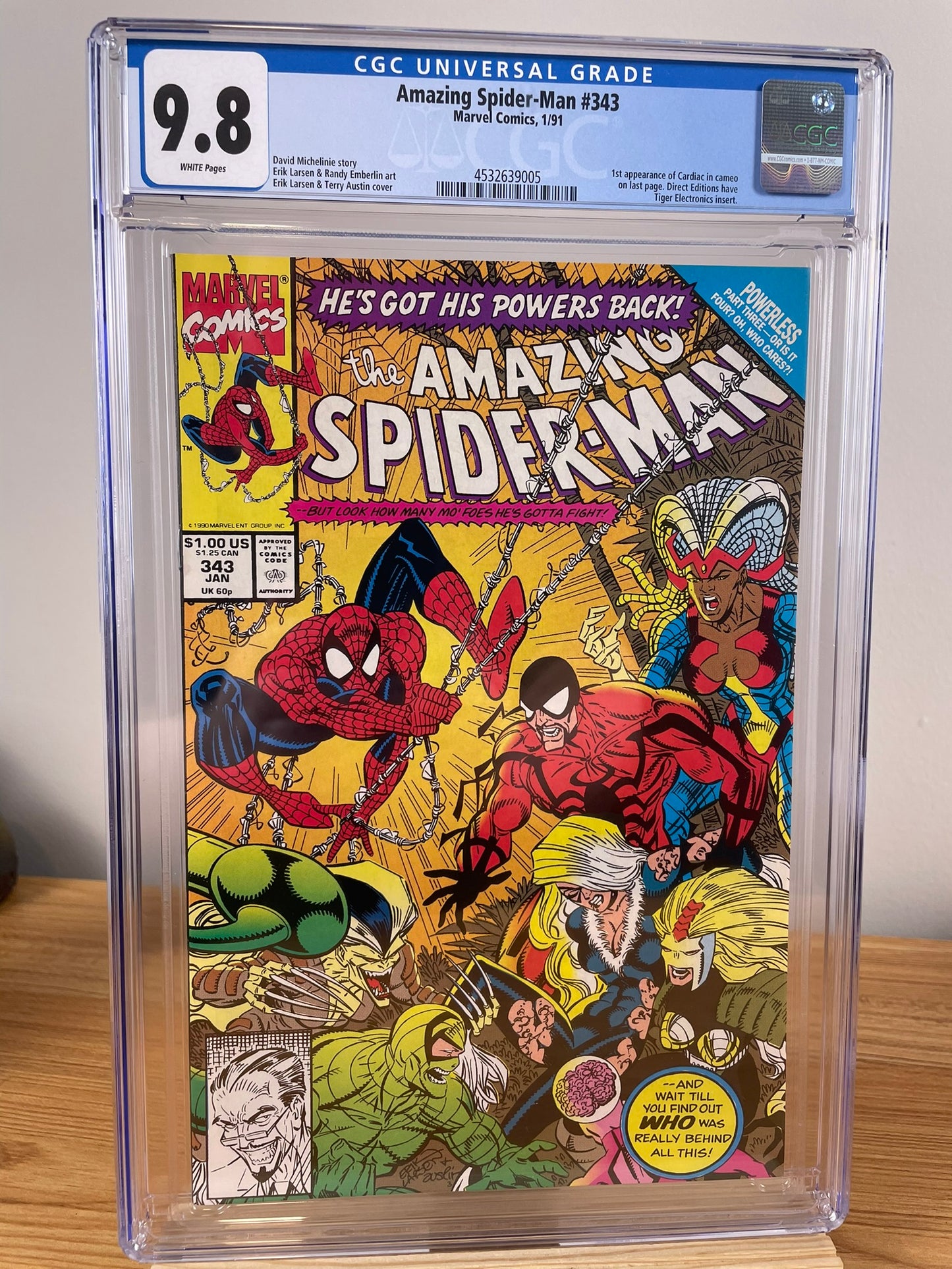 Amazing Spider-Man #343 (Marvel Comics 1991) CGC Graded 9.8 WHITE PAGES CARDIAC