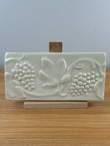 Pewabic Pottery Detroit 12X6" Grapes And Grape Leaves , White Tile 1997