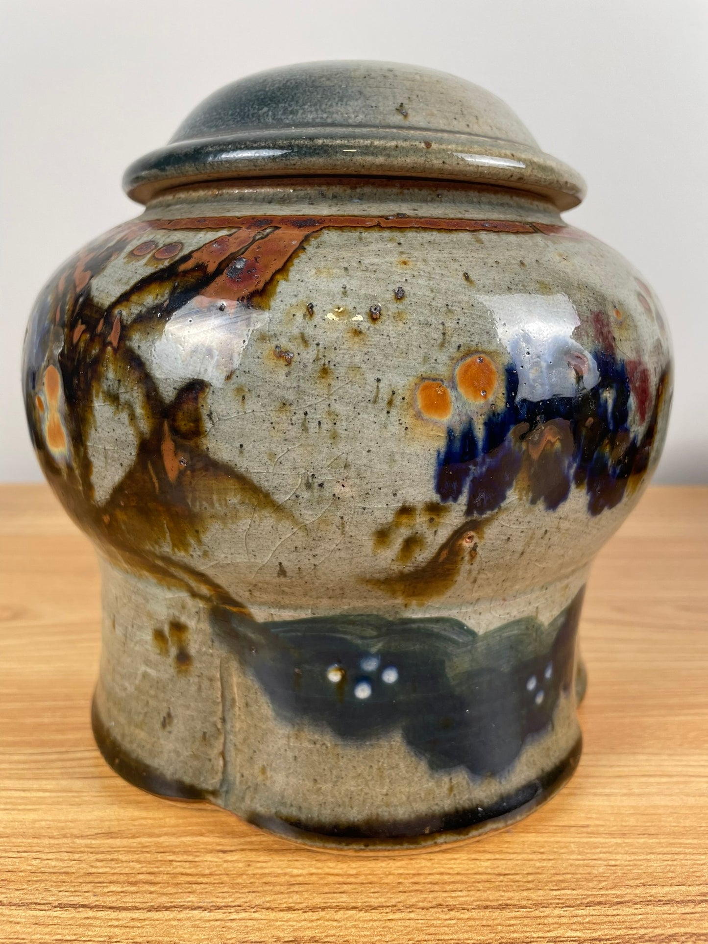 Yosuke Haruta Vintage Handmade Signed American Art Studio Stoneware Jar With Lid