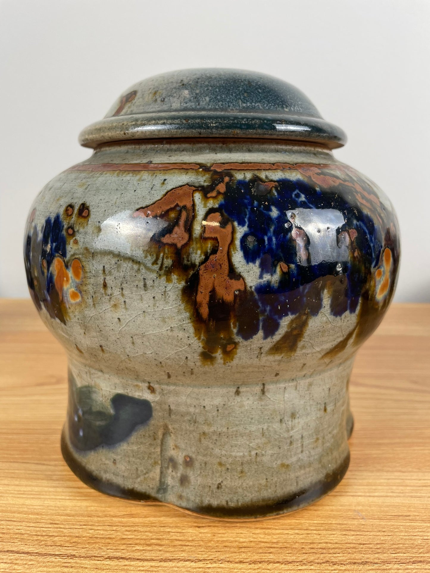 Yosuke Haruta Vintage Handmade Signed American Art Studio Stoneware Jar With Lid