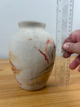 Nemadji Art Pottery Handcrafted Native American Red Black Line Pattern 7" Tall