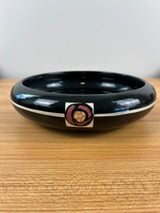 Weller Art Pottery Black Rosemont Console Tri-Foot Flower Bowl 9 Inches