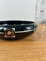 Weller Art Pottery Black Rosemont Console Tri-Foot Flower Bowl 9 Inches