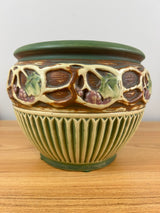Roseville Pottery Normandy Jardiniere, Shape 609-7, Green/Brown/Cream Grapevines