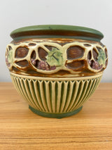 Roseville Pottery Normandy Jardiniere, Shape 609-7, Green/Brown/Cream Grapevines