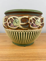 Roseville Pottery Normandy Jardiniere, Shape 609-7, Green/Brown/Cream Grapevines