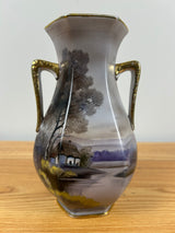 Morimura Brothers Japanese Hand Painted Scenic Landscape Handled Vase