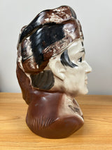 Regal China Mid Century 1950s Davey Crocket Sculpted Bust Cookie Jar