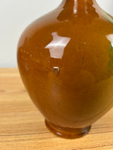 J.B. Owens Utopian 1054 Art Pottery Ewer with Ruffled Rim Orange Flowers