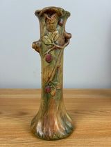 Weller Art Pottery Woodcraft Apple Tree Brown Glaze 9" Tall Bud Vase