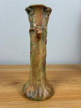 Weller Art Pottery Woodcraft Apple Tree Brown Glaze 9" Tall Bud Vase