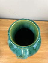 Weller Nile Art Pottery Green Drip Glaze Double Twist Handle 10" Tall Vase