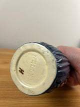 Weller Art Pottery Blue Drapery Vase Pink Roses 8" Tall Circa 1915