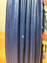 Weller Art Pottery Blue Drapery Vase Pink Roses 8" Tall Circa 1915