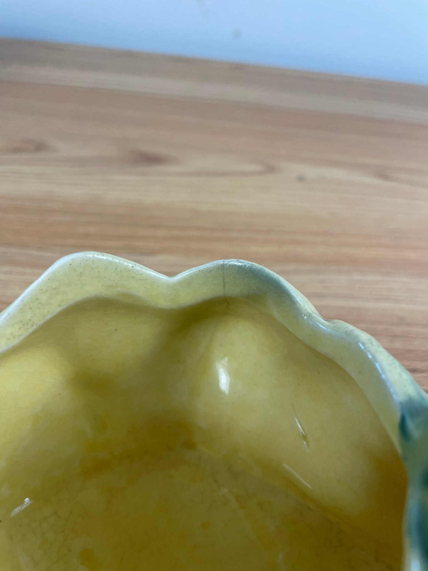 McCoy 1954 Mid Century Modern Art Pottery Green Frog Yellow Lotus Planter