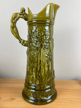 Weller 1900 C.B. Upjohn 17 Inch Tall Art Pottery Green Scenic Figural Tankard