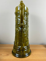 Weller 1900 C.B. Upjohn 17 Inch Tall Art Pottery Green Scenic Figural Tankard