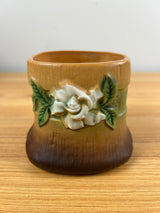 Roseville Art Pottery Mid Century Brown Gardenia Stump Vase 656-3