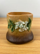 Roseville Art Pottery Mid Century Brown Gardenia Stump Vase 656-3