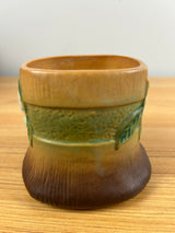 Roseville Art Pottery Mid Century Brown Gardenia Stump Vase 656-3