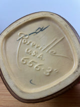 Roseville Art Pottery Mid Century Brown Gardenia Stump Vase 656-3