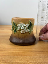 Roseville Art Pottery Mid Century Brown Gardenia Stump Vase 656-3