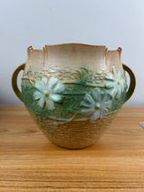 Roseville Art Pottery Tan Green Cosmos Pattern c. 1940 Jardiniere #649-6