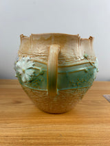 Roseville Art Pottery Tan Green Cosmos Pattern c. 1940 Jardiniere #649-6
