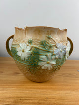 Roseville Art Pottery Tan Green Cosmos Pattern c. 1940 Jardiniere #649-6