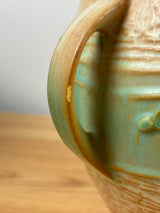 Roseville Art Pottery Tan Green Cosmos Pattern c. 1940 Jardiniere #649-6