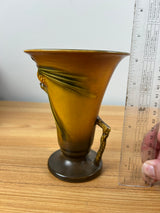 Roseville Pottery 1930s Brown Pine Cone Double Handled Vase 906-6