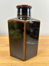 Niels Refsgaard For Dansk Black Hexagon Stoneware Modernist Vase